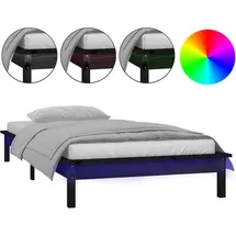 vidaXL Massivholzbett mit LEDs Schwarz 120x190 cm