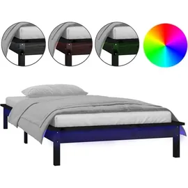 vidaXL Massivholzbett mit LEDs Schwarz 120x190 cm