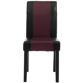 Mendler Esszimmerstuhl Littau, Küchenstuhl Stuhl, Kunstleder ~ schwarz/rot, dunkle Beine