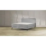 Emma Elite Boxspringbett Comfort - Dunkelgrau - 180x200 cm - Kopfteil Streifen - Metall Füße