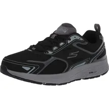 SKECHERS Go Run Consistent Sneaker, Black Leather Synthetic Gray Trim, 43 EU