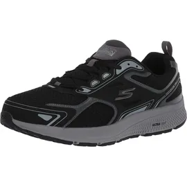 SKECHERS Go Run Consistent Sneaker, Black Leather Synthetic Gray Trim, 43 EU