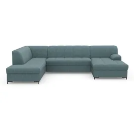 Home Affaire Wohnlandschaft HOME AFFAIRE "Balme, moderne Formensprache, zeitloses Design, U-Form", blau (petrol), B:297cm H:75cm T:195cm, 95% Polyester, 5% Nylon, Sofas, Wohnlandschaft, Inkl. Zierkissen, wahlweise mit Bettfunktion