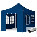 TOOLPORT 3x3m Aluminium Faltpavillon Professional 3x3 m mit 4 Seitenteilen - ALU Pavillon Partyzelt in blau
