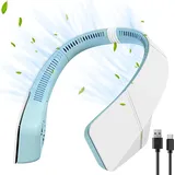 Tragbarer Und Leiser Nackenventilator, Usb-aufladbar, Klingenlos, Leistungsstarker Persönlicher Ventilator Mit 3 Geschwindigkeitsstufen Und Kopfhörern, Uk, Klingenlos