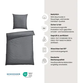 SCHIESSER Drops Feinbiber Grau 135 x 200 cm + 80 x 80 cm