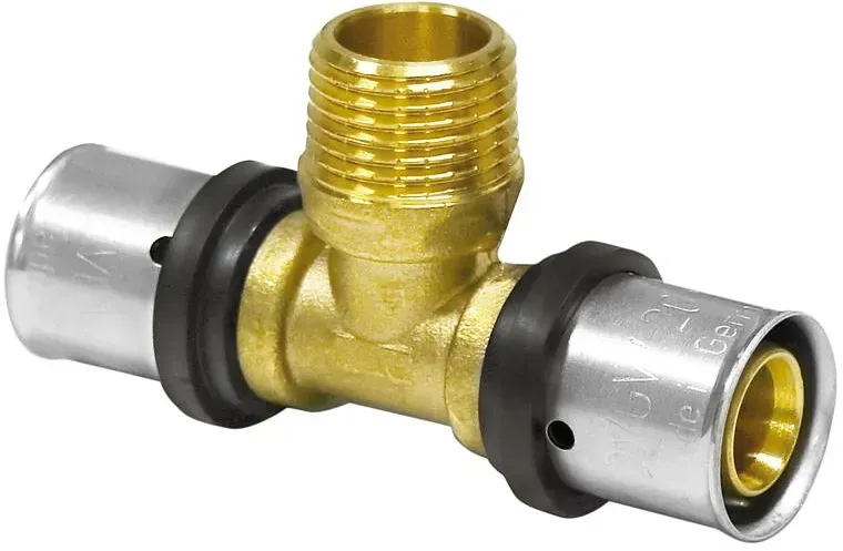 Pressfitting T-Stück mit AG (Ausführung: 32 - 3/4''AG - 32 (VPE 20 Stk.))