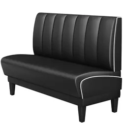 Dinerbank | Schwarz | B:H 120 x 103 cm | Gestreift | Leder | American Diner Sitzbank, American Dinerbank, American Diner Möbel