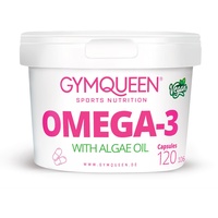 GymQueen Omega 3 vegan, 120 Kapseln, aus wertvollem Algenöl, hoher Gehalt an Omega-3-Fettsäuren, optimales 1:2-Verhältnis von EPA/DHA, ideal für die tägliche Einnahme