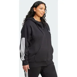 adidas Essentials 3-Streifen Full-Zip Fleece Kapuzenjacke Herren Schwarz/Weiß 2X