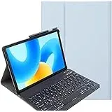 YHFZR Tastatur Hülle für Samsung Galaxy Tab S6 Lite, (QWERTY Layout), Ultradünn Flip Entfernbar Drahtloser Keyboardständer Ledertasche für Samsung Galaxy Tab S6 Lite 10,4'' P620/P625 2024, Blau