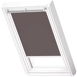 Verdunklungsrollo VELUX "DKL 4577SWL, Farbe: taupe", grau (taupe, weiß), S08, stufenlos positionierbar, Polyester, Rollos, weiße Führungsschienen & Griffleiste
