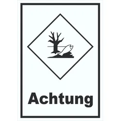 HB-Druck Schild Kenn­zeichen Umwelt­gefähr­dend Achtung Fisch Wasser Baum hochkant A3 (297x420mm)