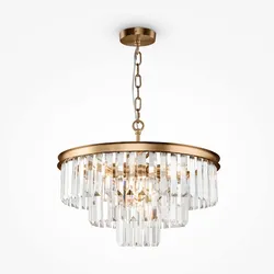 Pendelleuchte Hängelampe Deckenleuchte Kronleuchter Glas Messing Dekor D 50 cm