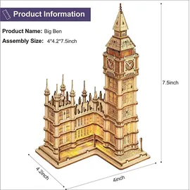 ROBOTIME Rolife 3D-Holz-Puzzle (Big Ben