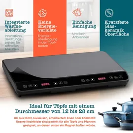 STILLSTERN Doppel-Induktionskochfeld -Kochplatte 3600W, 18 Stufen, 24h Timer,