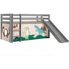 M&S Halbhochbett Pino 90 x 200 cm Kiefer massiv grau lackiert