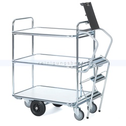 Leiterwagen Serie 200, max. 300 kg mit 3 Etagen für schwere Lasten, Maße: 1130 x 620 x 1110 mm