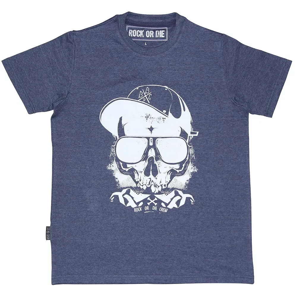 Rock Or Die Skull Crew Kurzarm-t-shirt - Navy - S