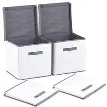 Pearl 2er-Set Aufbewahrungsboxen mit Deckel, faltbar, 31x31x31 cm, weiß