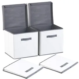 Pearl 2er-Set Aufbewahrungsboxen mit Deckel, faltbar, 31x31x31 cm, weiß