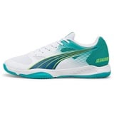 Puma Attacourt Indoor Court Shoe, White-Ocean Tropic-Sparkling Green-Lime Squeeze, 43 EU