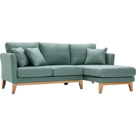 miliboo Eckcouch Polyester 4-Sitzer Graugrün