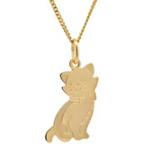 HOPLO Kreuzanhänger Gold Anhänger Katze mit Goldkette massiv 333 - 8 Karat Gold 60 cm, Made in Germany 60 cm Unisex
