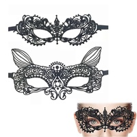 Damen Spitze Maske, 2 Stück Spitze Maske Sexy Lace Augenmaske, Venezianische Maske Sexy Lace Maske Schwarz Augenmaske Maskerade Maske für Halloween Karneval Party Kostüm Ball Gothic Gesichtsmaske