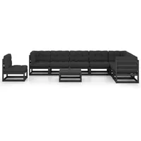 vidaXL 9-tlg Garten-Lounge-Set mit Kissen Schwarz Massivholz Kiefer