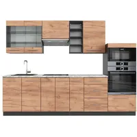 Vicco Küchenzeile Fame-Line 280 cm Goldkraft Eiche/Anthrazit