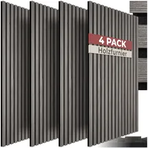 Tectake tectake® Akustikpaneele, Holzoptik in Eiche hellgrau, MDF und Echtholzfurnier, Größe flexibel anpassbar