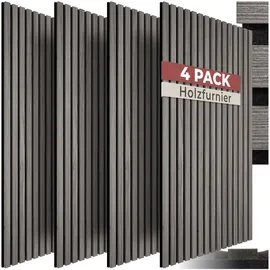 Tectake tectake® Akustikpaneele, Holzoptik in Eiche hellgrau, MDF und Echtholzfurnier, Größe flexibel anpassbar