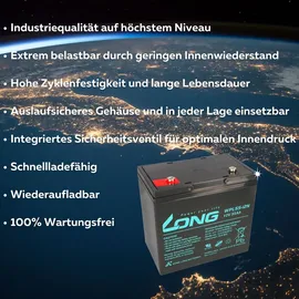 KungLong Ersatzakku für Sterling S425 2x 12V (24V) 55Ah Zyklenfest AGM Long