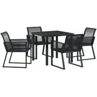 VidaXL 5-teiliges Garten-Essenset Schwarzes Poly-Rattan