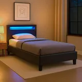 CARO-Möbel Polsterbett schwarz Textil, Mode, 90x200 cm, Schlafzimmer, Betten, Polsterbetten