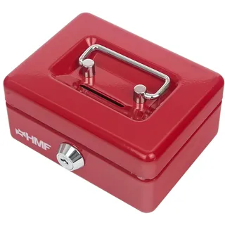 HMF 102122-03 Kinder Spardose, Geldkassette abschließbar mit Schlitz, 12,5 x 9,5 x 6 cm Rot