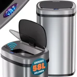 monzana Automatik Sensor Mülleimer 58 l Silber