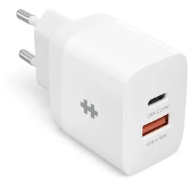 Targus HyperJuice - Netzteil - 20 Watt - PD - 2 Ausgabeanschlussstellen (USB, 24 pin USB-C) USB-A Weiß Steckdose, Innenbereich