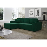 Fun Möbel Ecksofa Schlafsofa Sofa CONOR Stoff Kronos Dunkelgrün Ottomane Links