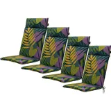 Casativo, Sitzkissen, 4er-Set Hochlehner-Auflage, Gartenstuhlkissen, Blätterdesign grün, 120 x 50 cm (120 x 50 cm)