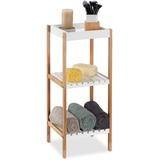 Relaxdays Badregal mit 3 Ablagen, freistehend, Standregal offen, Bambus, MDF, ohne Bohren, HBT: 72x30x29 cm,