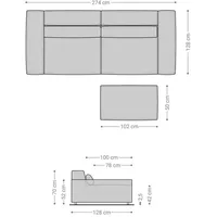 DeLife Big-Sofa Sirpio XL 270x130 cm Mikrofaser Grau mit Hocker