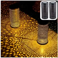 Marrakesch Orient & Mediterran Interior 2er Set Skandinavische Solarlaterne Solar Laterne Lampe Deko Balkon Garten Feroe Schwarz