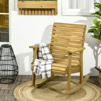 Outsunny Schaukelstuhl Schwingsessel mit Armlehne Gartenstuhl für Balkon Holz
