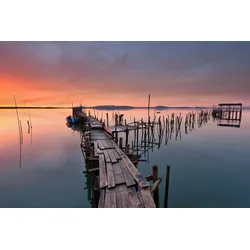 Fototapete PAPERMOON "Steg im Wasser", bunt, B:4,50m L:2,80m, Vlies, Tapeten