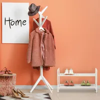 Relaxdays Schuhregal stapelbar, Schuhablage mit 2 Etagen, Walnuss, Landhaus,