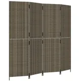 vidaXL Paravent 4-tlg. Grau Poly Rattan