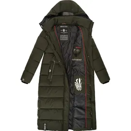 Navahoo Damen, Wintermantel warmer Steppmantel lang mit abnehmbarer Kapuze Isalie Dark Olive Gr. XXL - XXL