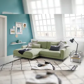 KAWOLA Ecksofa Cara Cord Recamiere links olivgrün